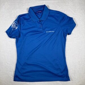 Boeing Womens Polo Shirt Blue Mission Ready San Antonio MD Short Sleeve Top‎